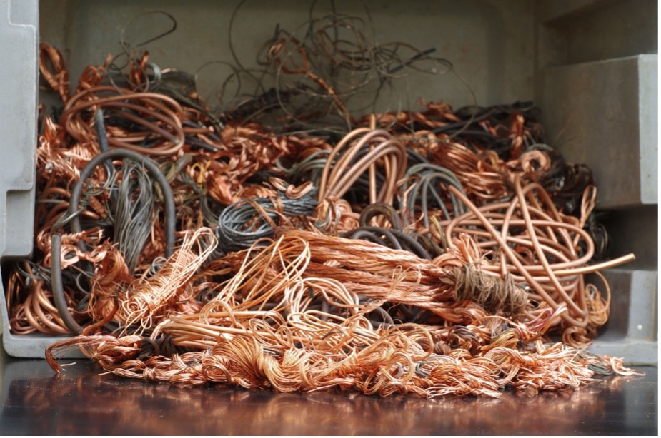 A close-up of a pile of copper wire